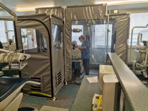 One of the isolation pods in use at Dundee (Starn Group/PA)