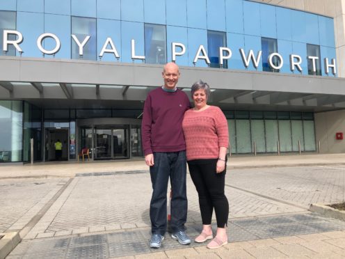 Simon Panton, who had heart transplant surgery at Royal Papworth Hospital in Cambridge, with his wife Clare. (Royal Papworth Hospital/ PA)