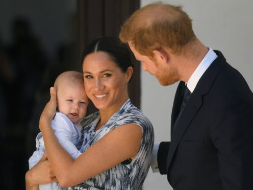 Duke and Duchess of Sussex with their son Archie during a meeting with Archbishop Desmond Tutu (Toby Melville/PA)