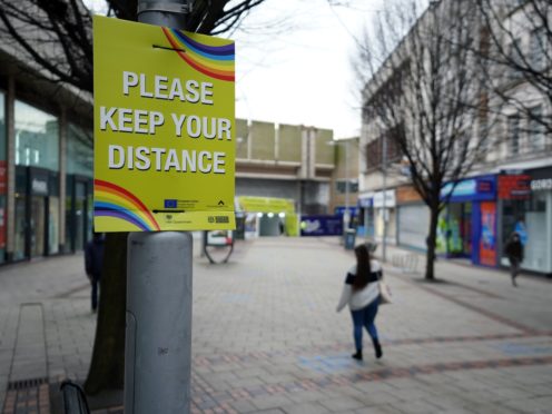 Social distancing signage in Nottingham (Zac Goodwin/PA)
