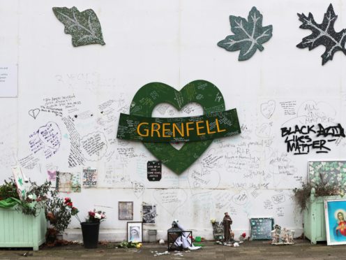 The Grenfell Memorial Wall (Jonathan Brady/PA)