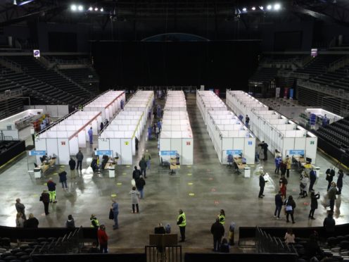 Covid-19 vaccination centre in the SSE Arena, Belfast (PA)