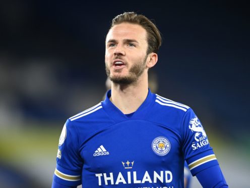 James Maddison continues to rebuild his fitness as Leicester’s season reaches a tense climax (Michael Regan/PA)