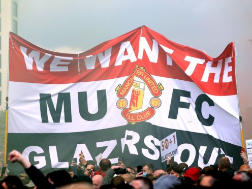 Manchester United fans protest against the club’s owners, the Glazer family (Barrington Coombs/PA).