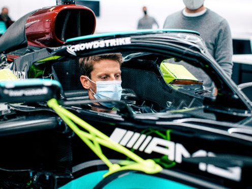 Romain Grosjean is to have his final F1 drive in Lewis Hamilton’s title-winning car (Mercedes/PA)