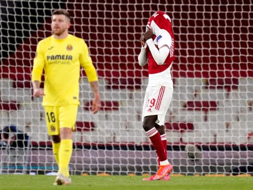 Nicolas Pepe reacts during Arsenal’s clash with Villarreal (John Walton/PA)