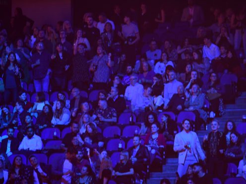 People in the crowd during the Brit Awards 2021 at the O2 Arena (Ian West/PA)