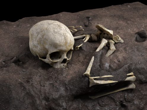 Reconstruction of Mtoto’s position in the burial pit (Jorge González/Elena Santos/PA)