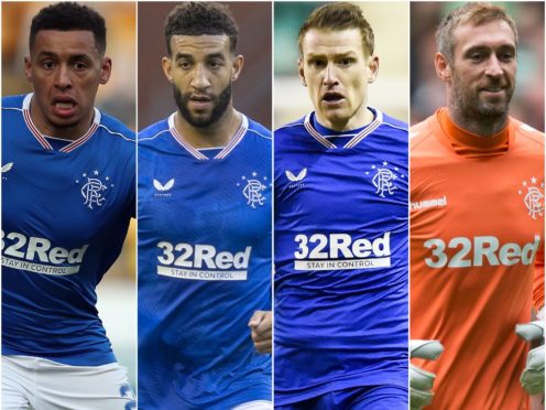 James Tavernier, Connor Goldson, Steven Davis and Allan McGregor (Andrew Milligan/Jeff Holmes/Ian Rutherford/PA)