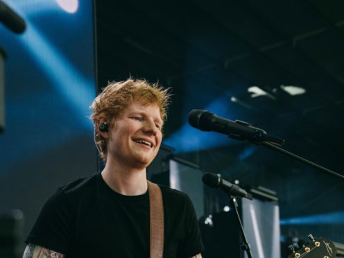Ed Sheeran has given the first live performance of his new single Bad Habits at Ipswich Town’s football stadium (TikTok/Zakary Walters/PA)