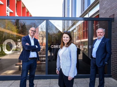 Jon Wardle, Joy Morrissey and Andrew M Smith announced new plans for a training facility from the National Film and Television School (NFTS /PA)