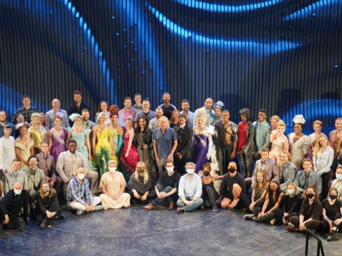 The cast and crew of Andrew Lloyd Webber’s production of Cinderella at the Gillian Lynne Theatre (Andrew Lloyd Webber/PA)