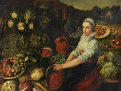 The painting known as The Vegetable Seller, before treatment by English Heritage conservators (English Heritage/PA)