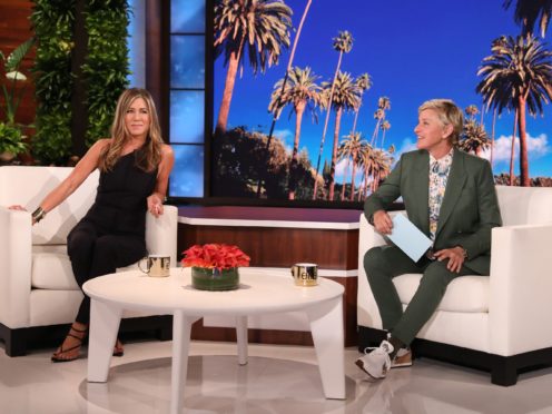 An emotional Jennifer Aniston is helping Ellen DeGeneres launch the farewell season of her daytime chat show (Michael Rozman/Warner Bros/PA)
