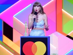 Taylor Swift accepts the Global Icon award during the Brit Awards 2021 (Ian West/PA)