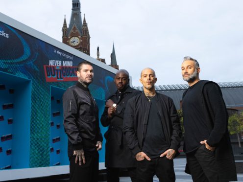 Boyz On Block during a live re-creation of the identity parade from television show Never Mind The Buzzcocks (David Parry/PA)