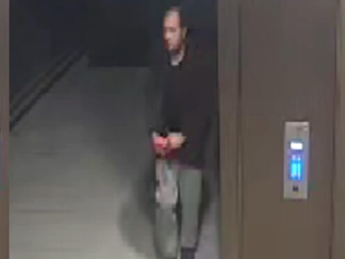 CCTV issued by the Metropolitan Police of a man detectives want to speak to in connection with the murder of Sabina Nessa (Metropolitan Police/PA)