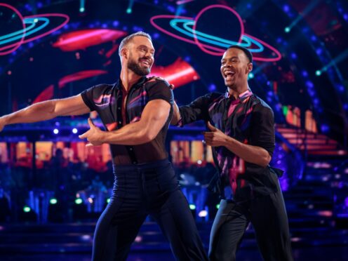 John Whaite and Johannes Radebe on the ballroom floor (Guy Levy/BBC/PA)