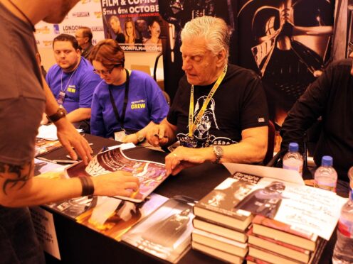 Dave Prowse, centre, played arch baddie Darth Vader in the original trilogy of Star Wars movies (Sean Dempsey/PA)