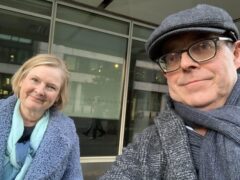 Nick Robinson posted a picture with BBC Radio 4 colleague Martha Kearney after they were forced to evacuate the studio (Nick Robinson/Twitter/PA)