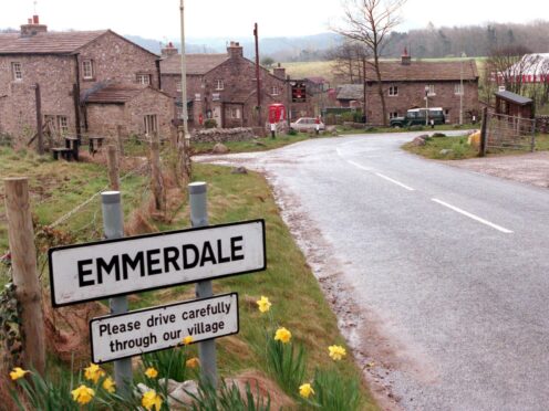 Handout of a sign in the village of Emmerdale in Yorkshire (ITV/PA)
