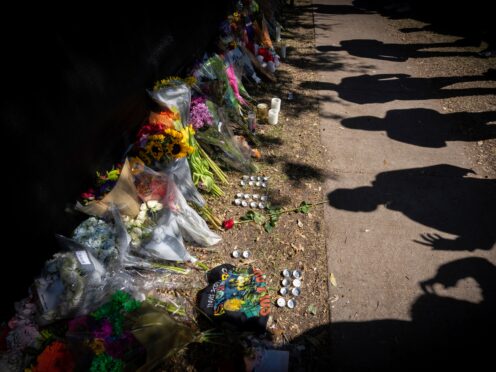 A memorial to the victims of the Astroworld concert in Houston (Robert Bumsted/AP)