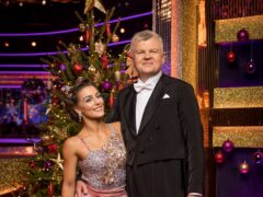 EMBARGOED TO 0001 SATURDAY DECEMBER 11 For use in UK, Ireland or Benelux countries only BBC handout photo of Jowita Przysta and her dance partner Adrian Chiles who are taking part in this year’s Strictly Come Dancing Christmas Special. Issue date: Saturday December 11, 2021.