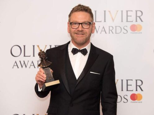 Sir Kenneth Branagh with the award for special award at the Olivier Awards 2017, held at the Royal Albert Hall in London.