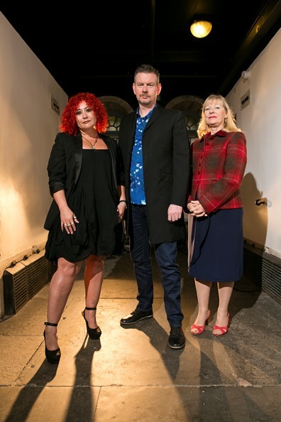 Crime writers Danielle Ramsay, John Gordon Sinclair and Alex Gray at the Bloody Scotland launch in Stirling's Old Town Jail