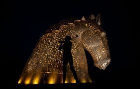 The Kelpies glow gold for The Ryder Cup 2014