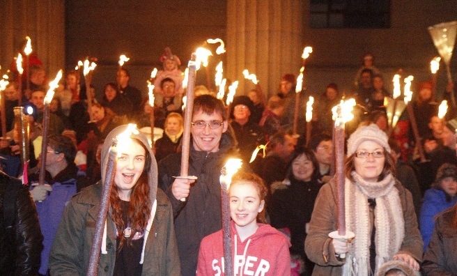 The torchlight parade at Dundee Night Light