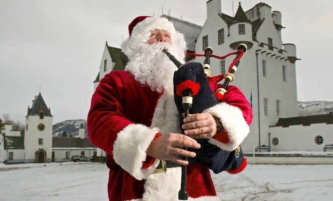 Santa's showing off his bagpipe expertise at Blair Castle this week