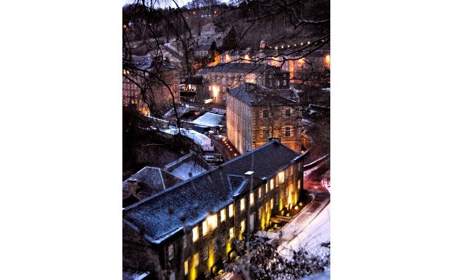 New Lanark snow and lights. By Jamie Marzella