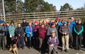 The Scots Mag's 45 Take A Hike walkers - and a few four legged friends - prepare to set off on a ten mile trek along Glen Tilt