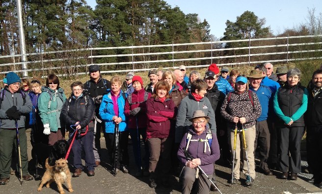 The Scots Mag's 45 Take A Hike walkers - and a few four legged friends - prepare to set off on a ten mile trek along Glen Tilt
