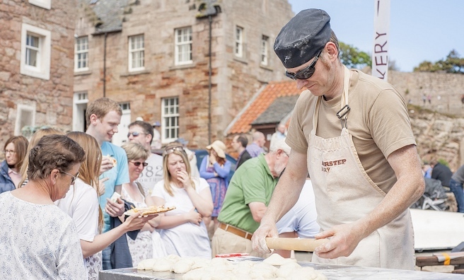 A food demo at the harbour during Crail Food Festival