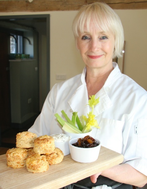 Celebrity chef Lesley Waters with her savoury scones with cheese and home-made tamarind, pear and date chutney