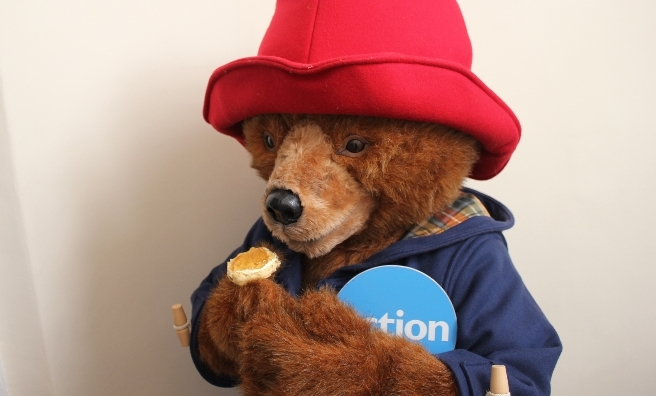 Action Medical Research mascot, Paddington Bear™, likes his scones piled high with marmalade