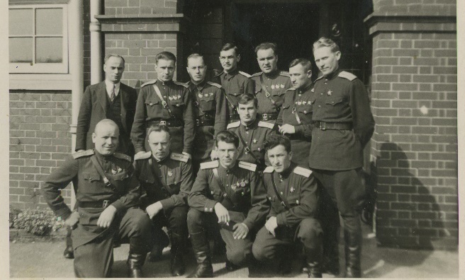 A group of the Soviet airmen during their top secret training mission to Scotland