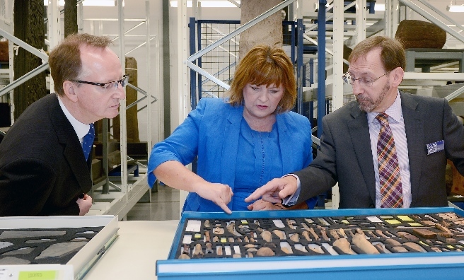 Fiona Hyslop is shown a few of the collections at the National Museums Collection Centre. Photo by Neil Hanna Photography www.neilhannaphotography.co.uk