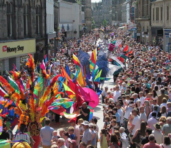 The carnival parade on Kirkcaldy High Street