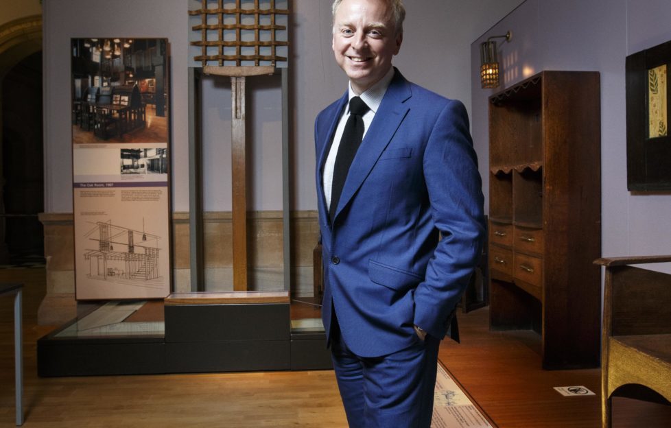 Philip Long, Director, V&A Dundee with a scaled model of the Oak Room. Pic: Robert Perry