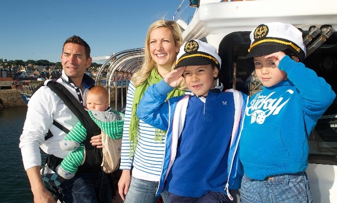 The Wharton family - the first passengers on board the Forth Ferry. Pic by Rob McDougall
