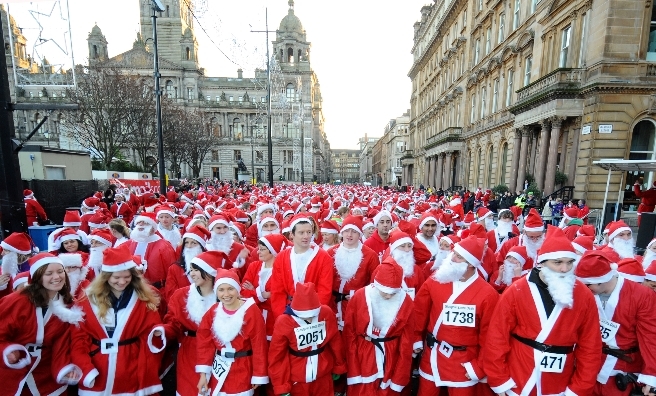 Glasgow's Santa Dash has become an integral part of the city's Christmas festivities. Photo courtesy of VisitScotland.