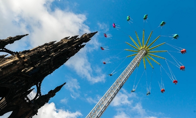 The gravity-defying Star Flyer provides the best possible view of The Scott Monument - if you can keep your eyes open! Photo courtesy of VisitScotland
