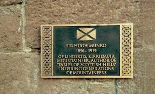 The plaque that was unveiled on October 16, 2015 for Sir Hugh Munro at the Gateway to the Glens Museum in Kirriemuir, near his family home at Lindertis