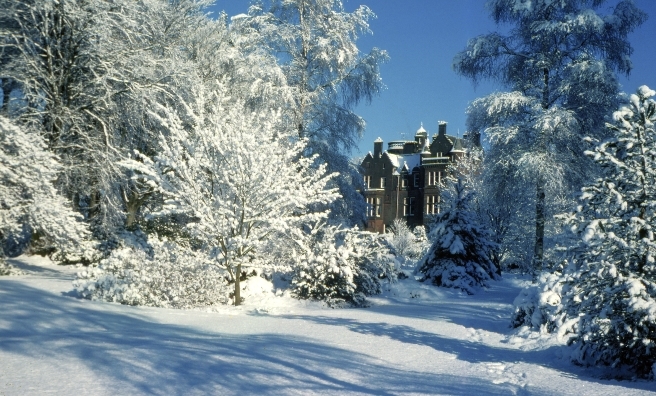 Threave House will be decked with holly for its special Christmas celebrations on December 5/6. Photo courtesy of National Trust for Scotland