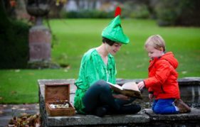 Peter Pan flies in to Falkland Palace, Fife to share heritage stories with Joe Sutherland (3).