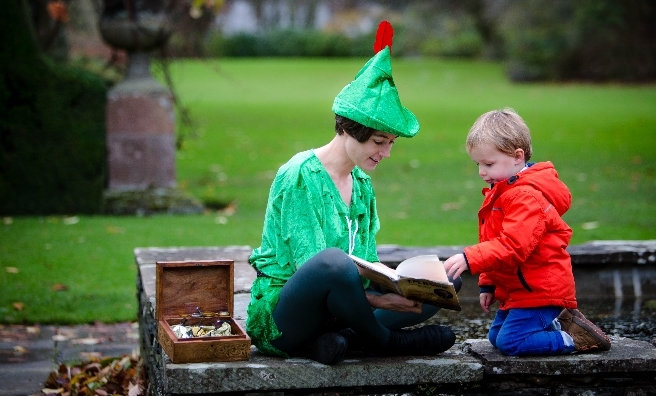 Peter Pan flies in to Falkland Palace, Fife to share heritage stories with Joe Sutherland (3).
