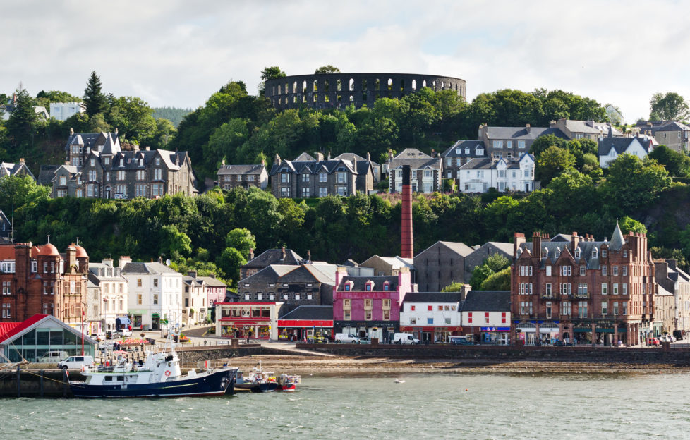 Looking back to Mull, with McCaig's Folly in the background. Pic: Shutterstock